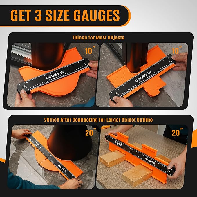 DODOWIN 20 Inch Connectable Contour Gauge, Gifts