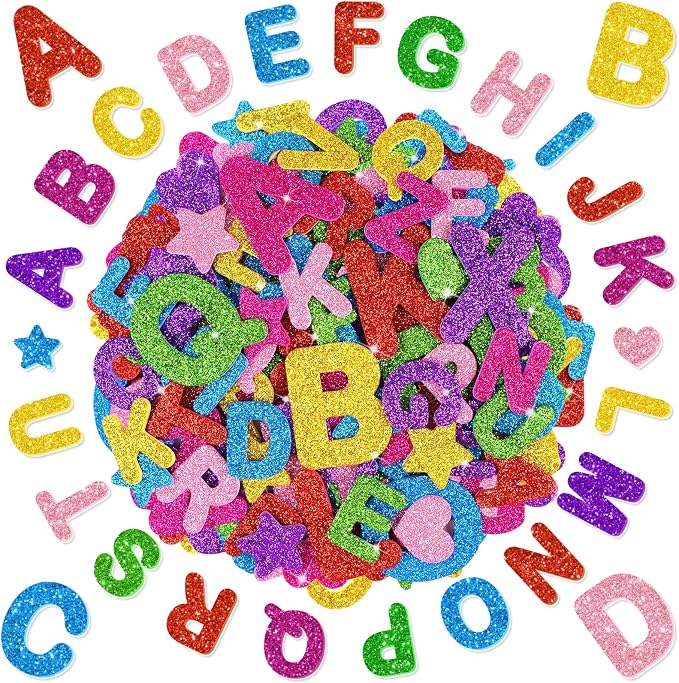 448PCS Glitter Foam Letter Stickers, Colorful Alphabet Stickers, Self-Adhesive