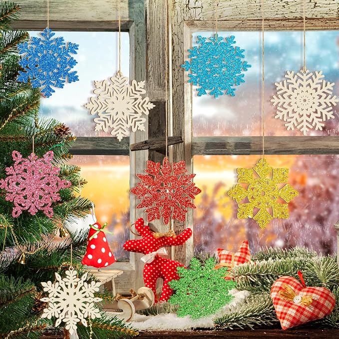Wooden Christmas Snowflake Ornaments to Paint Christmas Decoration Cutouts