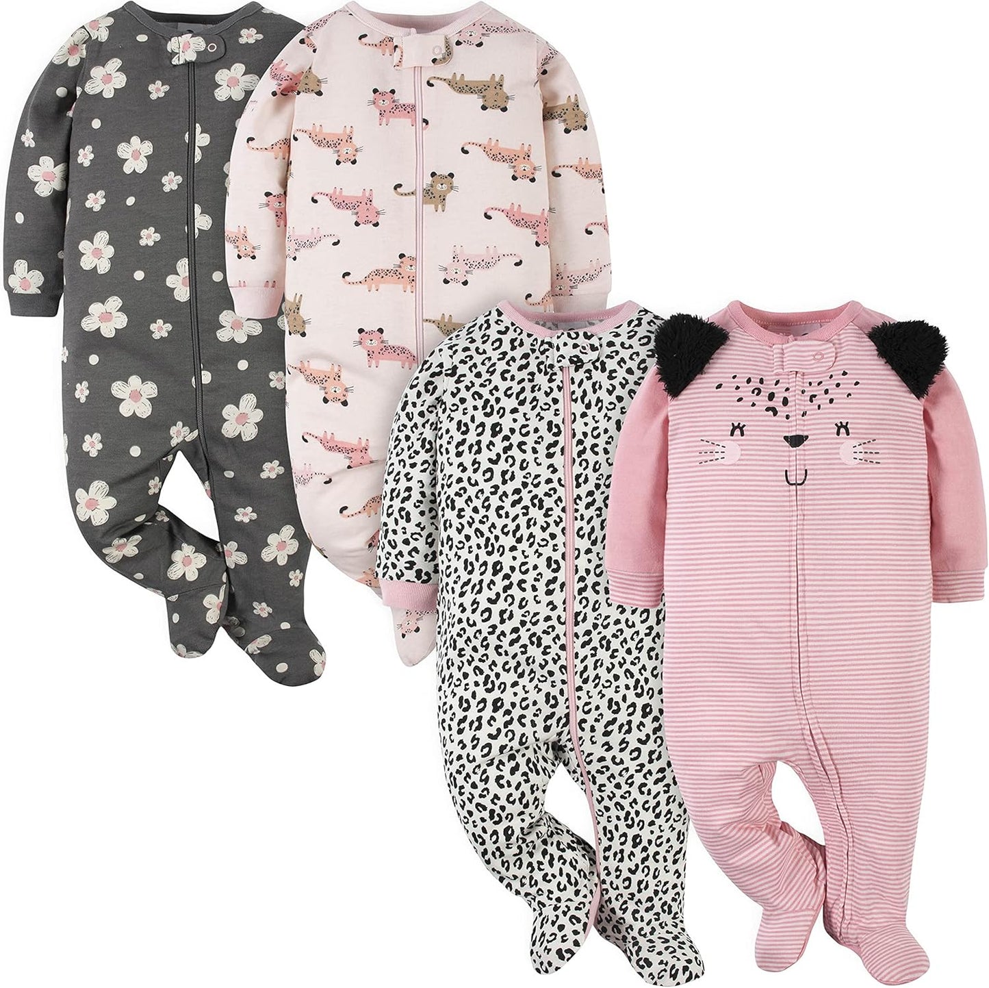 Gerber Baby Girls 4 Pack Sleep 'N Play Footie