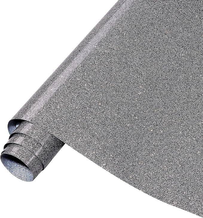 Tintnut Black Silver Glitter Heat Transfer Vinyl Roll, easy cut & weed