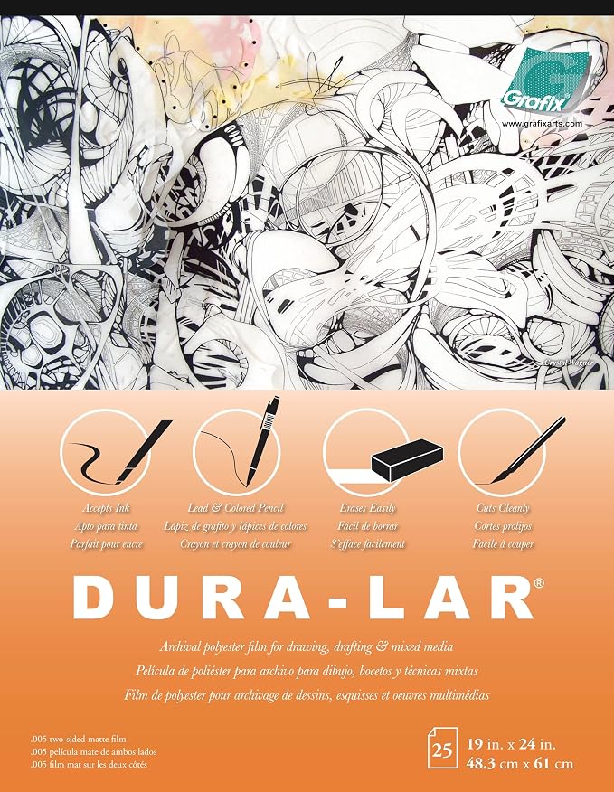 Grafix Dura-Lar 0.005" Film, Translucent 19"x24", Economical Alternative to