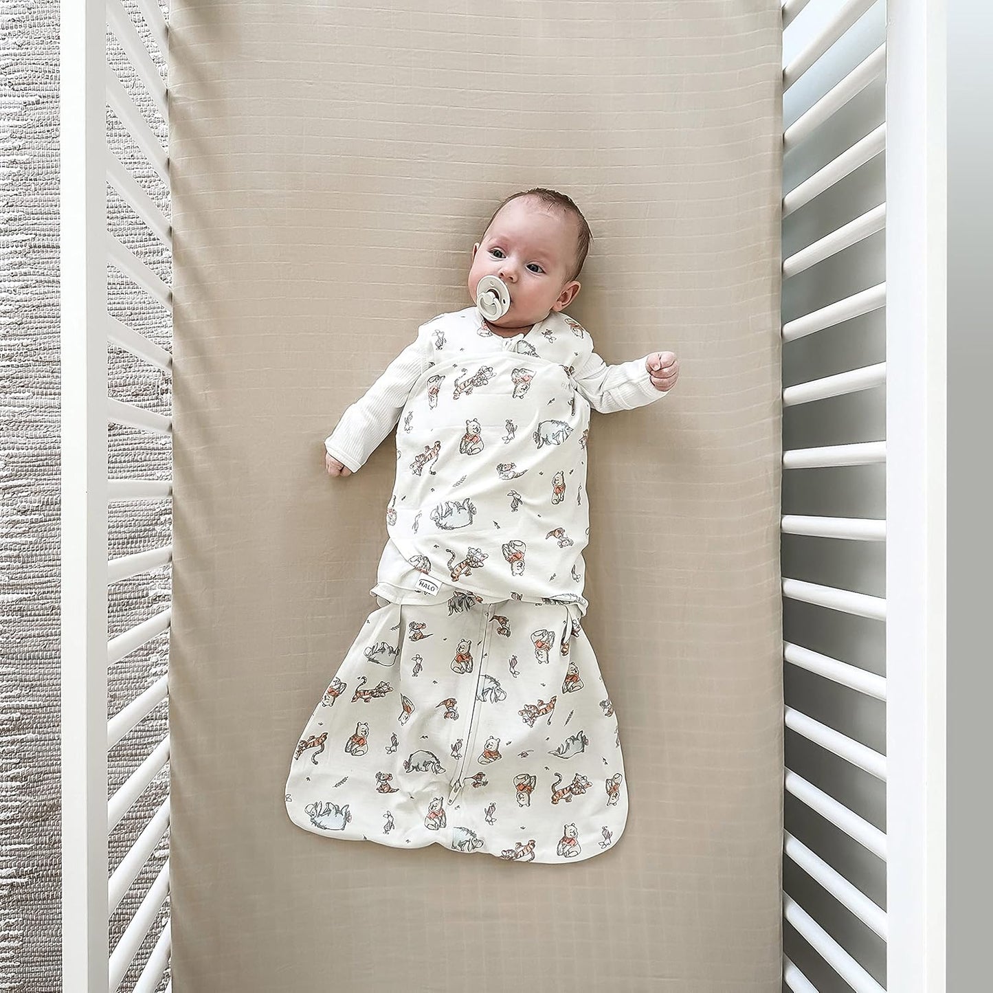 HALO Disney Baby 100% Cotton Sleepsack Swaddle, 3-Way Adjustable Wearable Blanket, TOG 1.5, Winnie Frolic, Newborn, 0-3 Months
