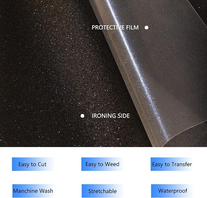 HTVVETUR Glitter HTV Vinyl Rolls Heat Transfer Vinyl