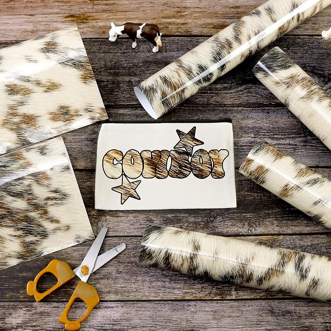 Tintnut Light Brown Cowhide Heat Transfer Vinyl, easy cut & weed, stretch