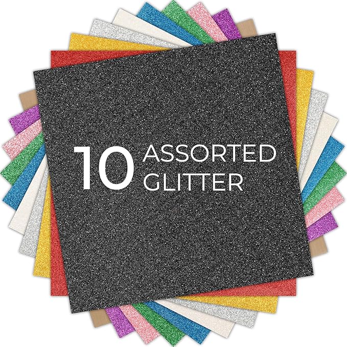 HTVRONT Glitter HTV Heat Transfer Vinyl: 10 Pack 12"x12" Iron on Vinyl |