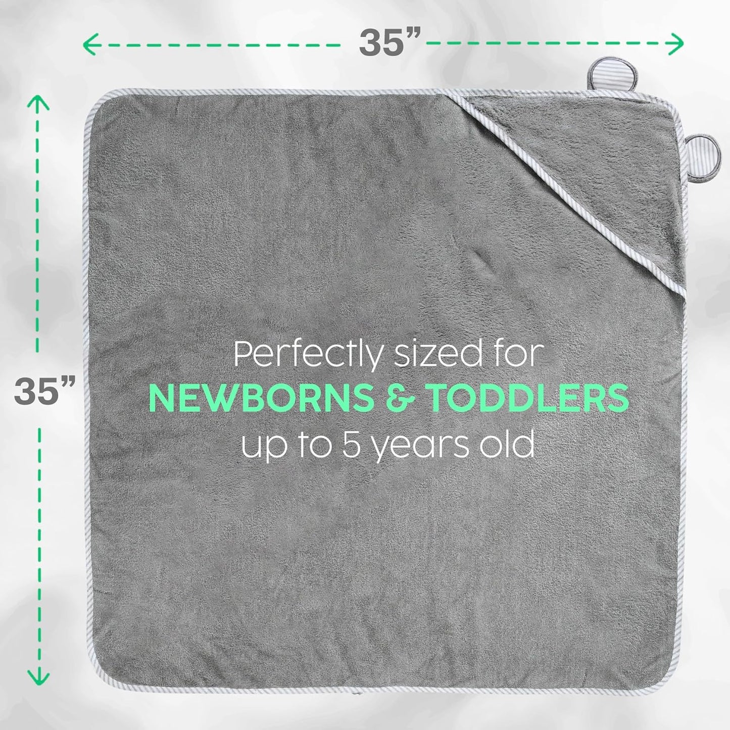 San Francisco Baby Towels for Newborn - Hooded Baby Bath Towels for Boys and Girls, Kids Bath Towels with Hood, Grey