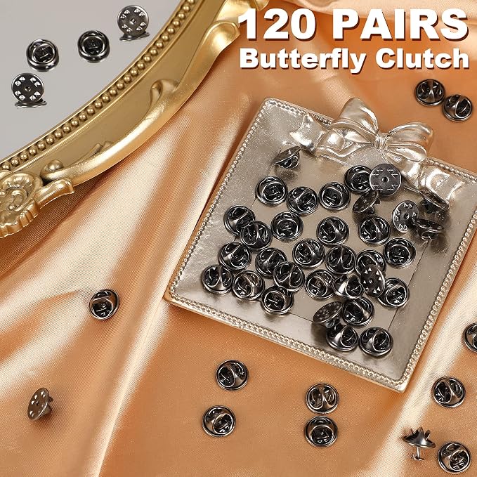 JANYUN 120 Pairs Butterfly Clutch Tie Tacks Pin Back Safty Secure Locking |