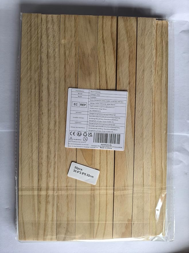 Wooden Dowels for Crafts, Wood Trim Wood Strips Slats for Wall 1/8" × 1" × 12"