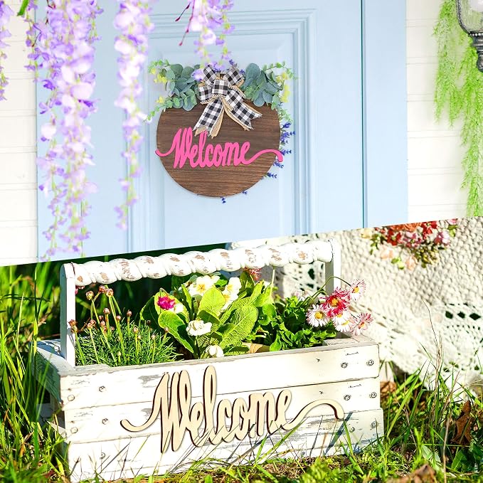 Welcome Hello Unfinished Wooden Letters Wood Cutout Signs