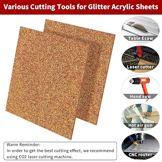 2 PCS 10 x 10 inch Glitter Colored Plexiglass Acrylic Sheets