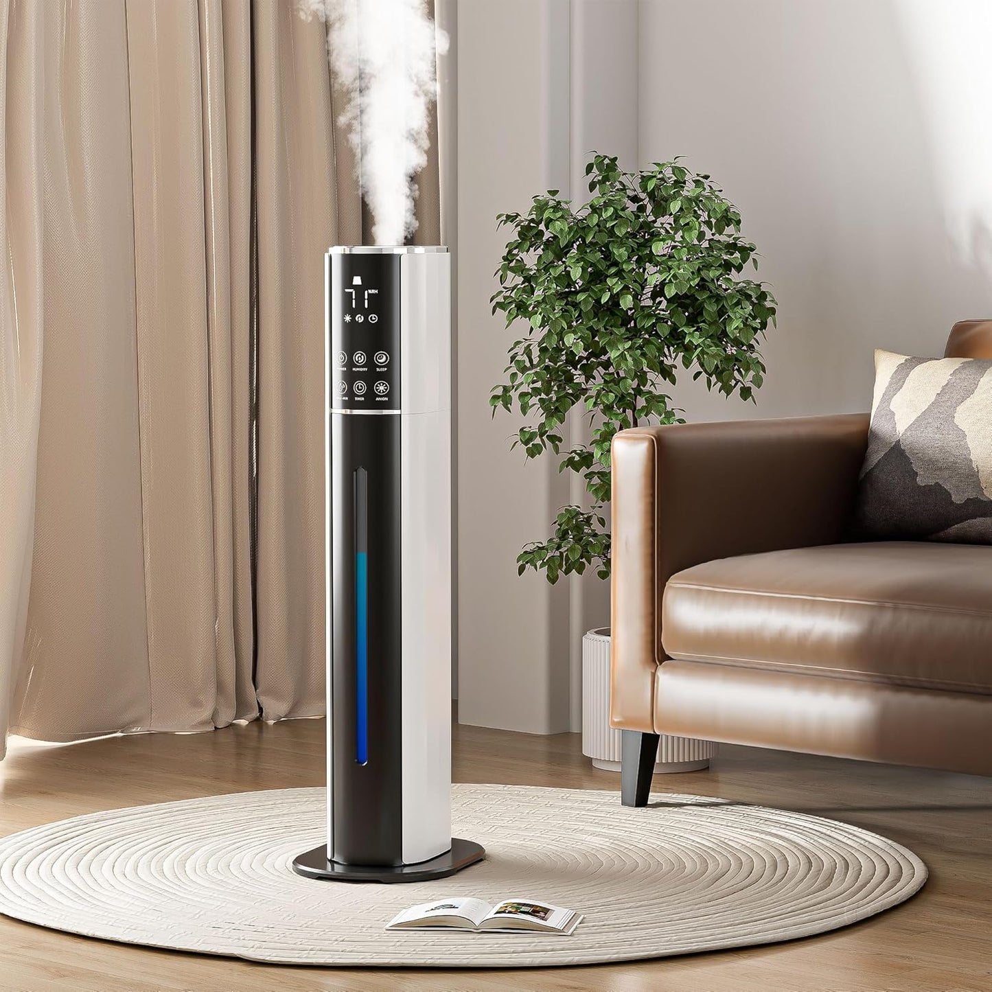 LUDATIDO Large Humidifier for Bedroom, 9L/2.5Gallon Cool Mist Humidifier with Humidistat, 360°Nozzle,350ML/H BigMist Level, Cover up to 550ft², Quiet 30db with essential oil diffuser