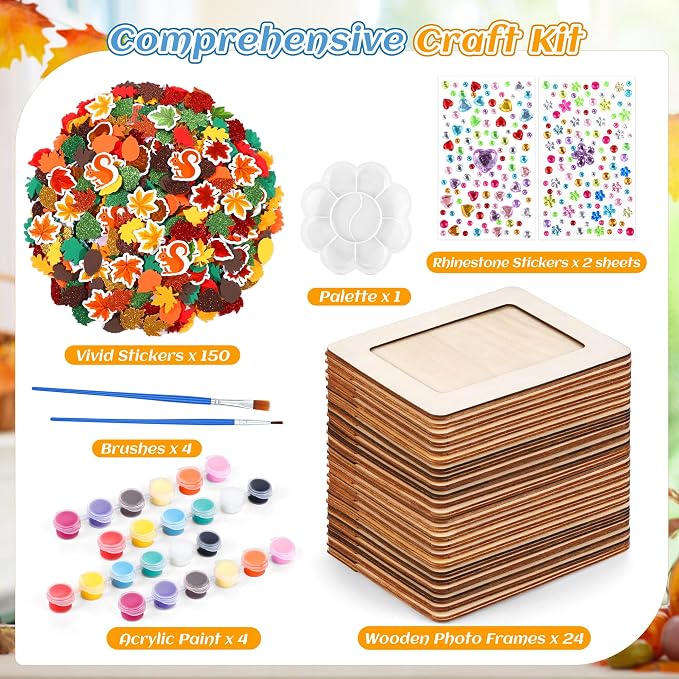 Fovths 24 Packs Fall Picture Frame Painting Craft Kit