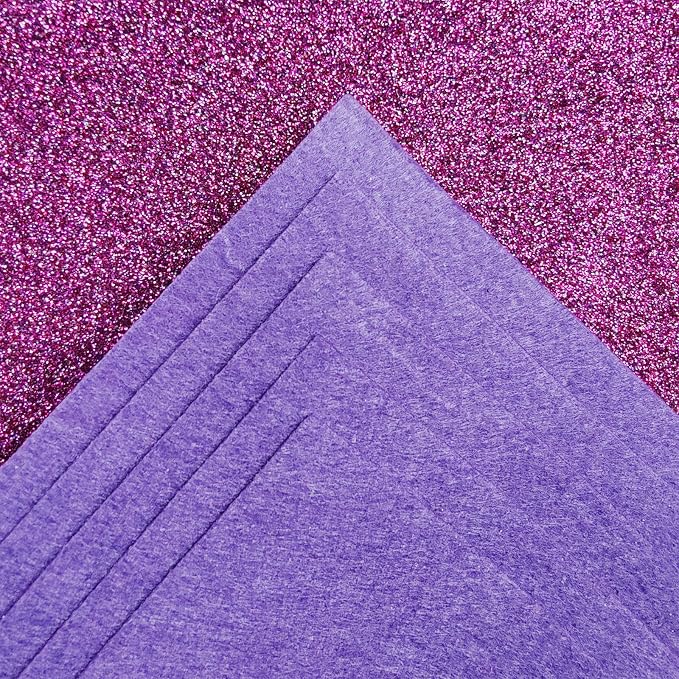 Jtnohx Glitter Felt Fabric, 8 x12 inches Felt Square Glitter