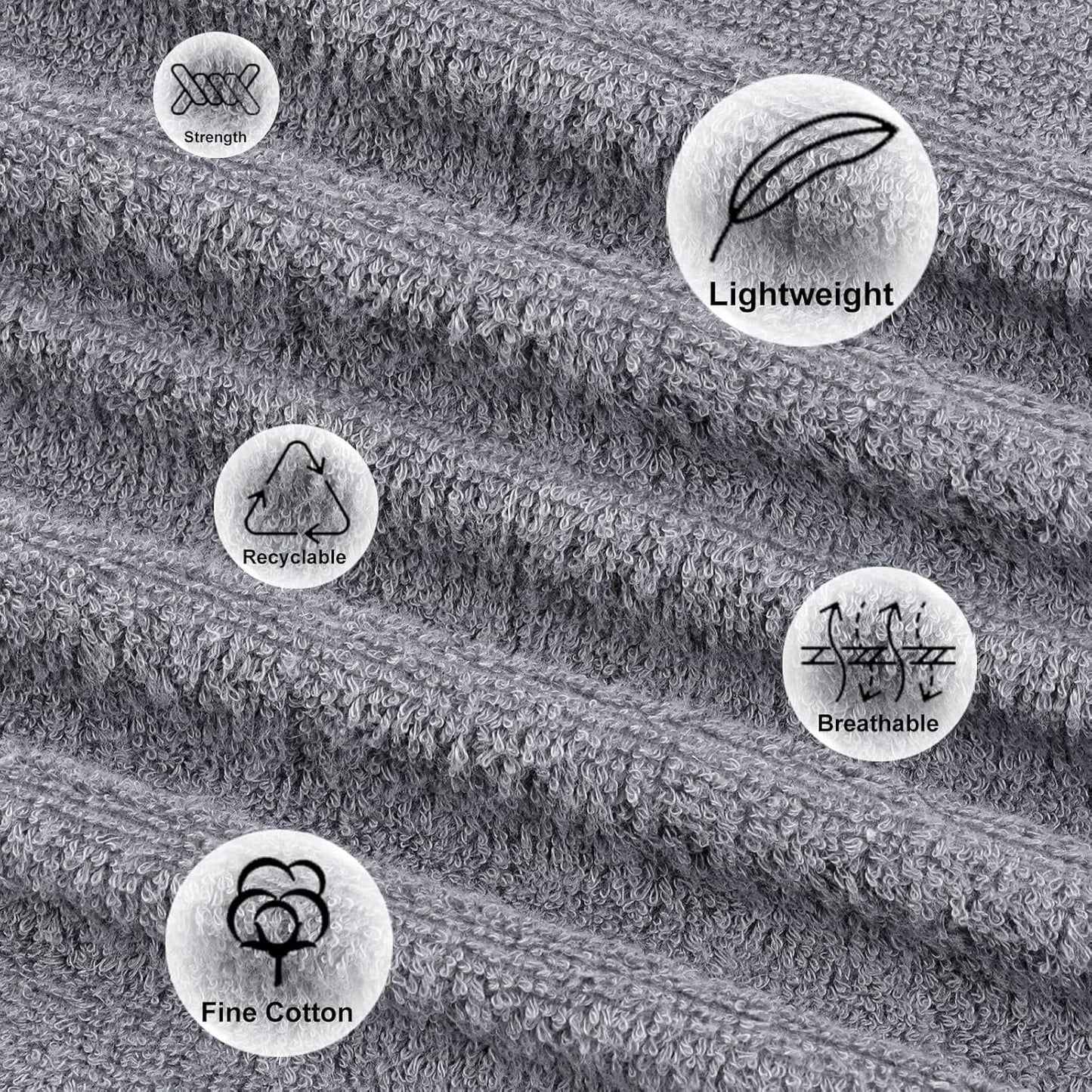 Baby Washcloths, Face Towels for Newborn/Infant/Kids/Adults, 12 Pack, 12x12 inches, Ultra Soft (Grey)
