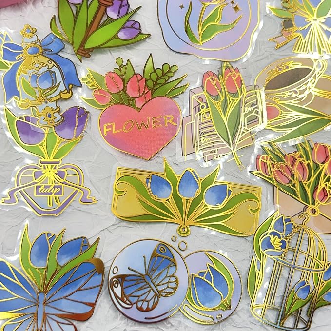 50Pcs Flower Stickers for Scrapbooking Journaling Junk Journal Scrapbook