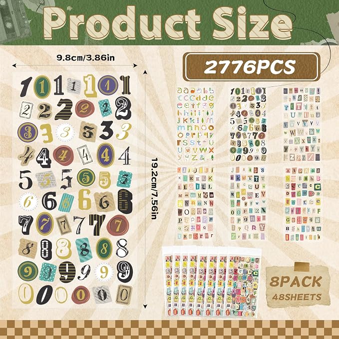 48 Sheets Vintage Letter Stickers
