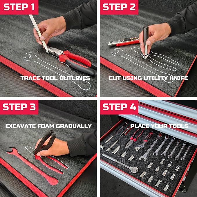 ONREVA Tool Box Foam 48x24x1 inch 3Pack, Foam Inserts