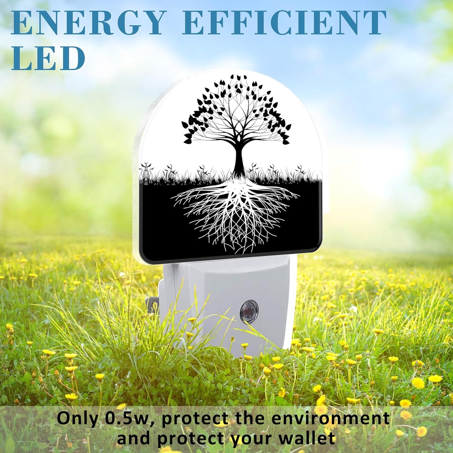 Plug in Night Lights Black and White Tree of Life Nightlight Plug Into Wall Dusk to Dawn Sensor LED Night Light for Kid Girls Boys Women Decor, Hallway, Kitchen, Bathroom, Nursery, Stairs