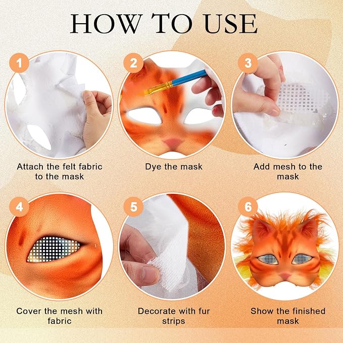 Seenelling DIY Therian Mask Kit Blank Cat Mask