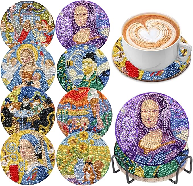 DOZEEZOP 8-Pack Diamond Art Coaster Kit