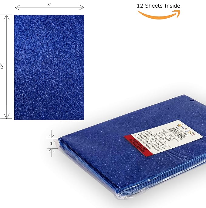 Allgala 12 Pack Glitter EVA Foam Sheet Paper 8 x 12inch Sheets-Royal Blue