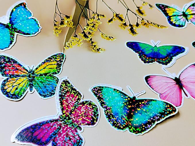 Bleidruck 25 Sheets Glitter Clear Holographic Laminate Sheet Adhesive Paper |