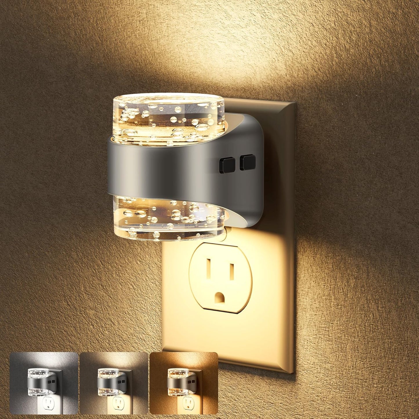 Briignite Night Light Plug into Wall, Dimmable Night Light with Bubble Design 3000K/4000K/5000K & 3 Brightness Levels for Baby Nursery Hallway Bathroom Kids Room, 3CCT