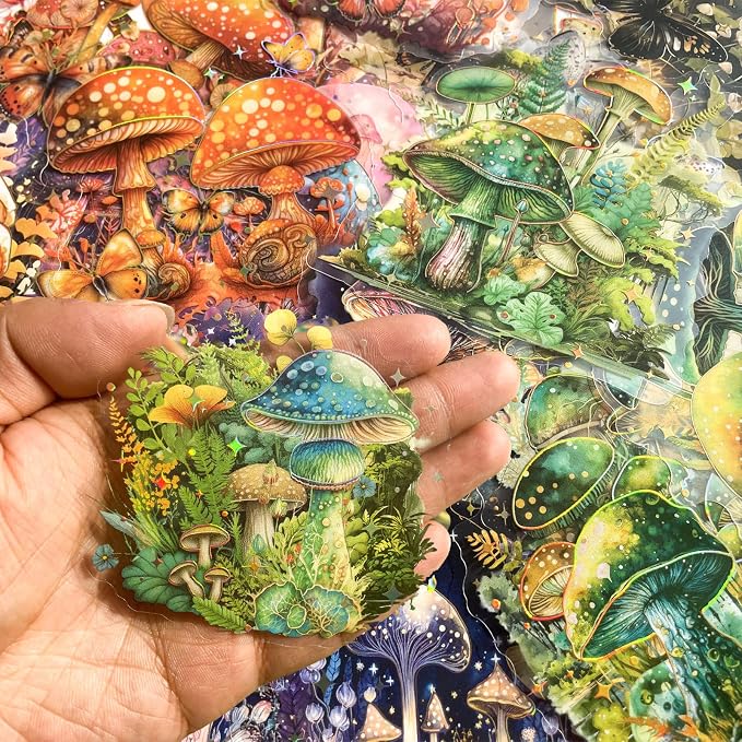 60PCS Holographic Mushroom Stickers