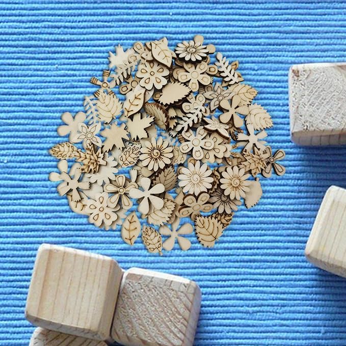100 Pcs Unfinished Wooden Cutouts