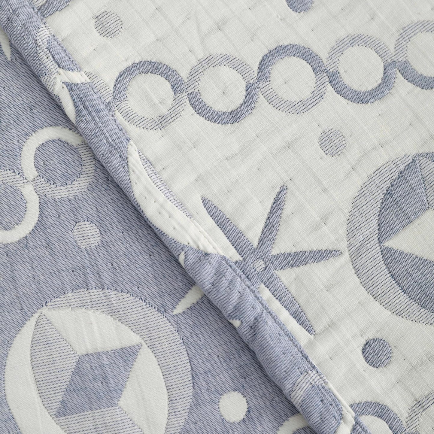NTBAY 3 Layer Oversized Muslin Cotton Toddler Blanket, 45x60 Inches Jacquard Reversible Nursery Bed Blanket, Super Soft and Thermal Crib Blanket for All Seasons, Baby Gift, 45"x60", Blue Starfish