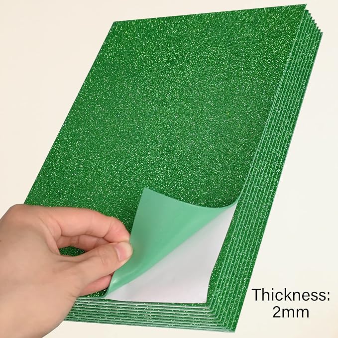 SALEMAR Green Sticky Glitter Foam Sheets
