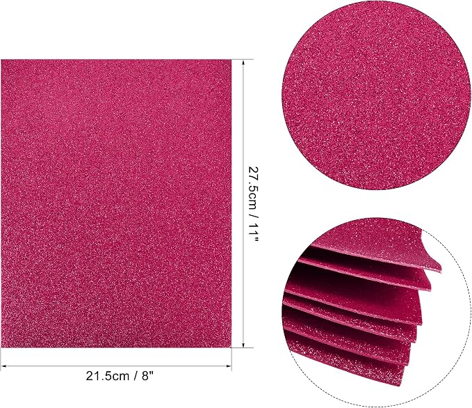 uxcell Magenta Shiny EVA Foam Sheets 11 x 8 Inch 2mm Thick