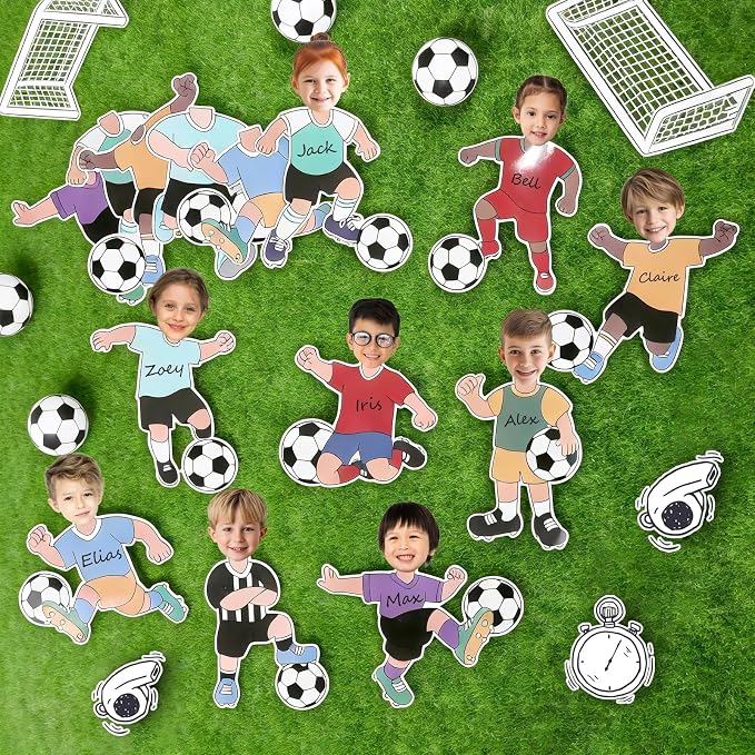 OBUSATT 60 Pcs Soccer Player Theme Cutouts Soccer Bulletin Board Decorations