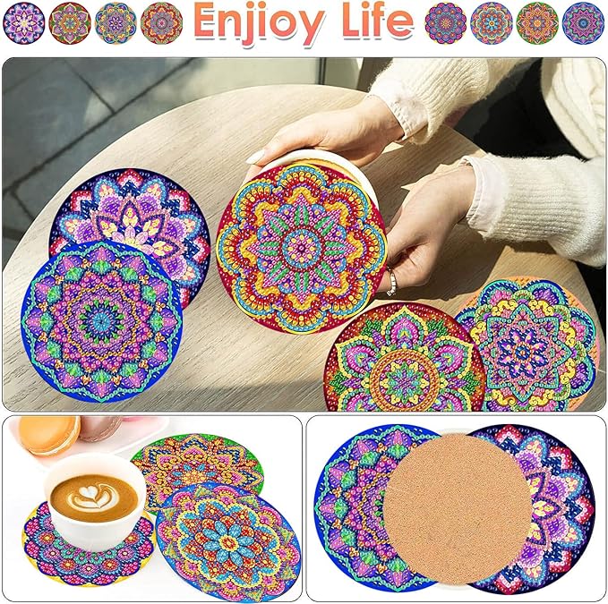 ijbnhd Mandala Diamond Painting Coasters Kit