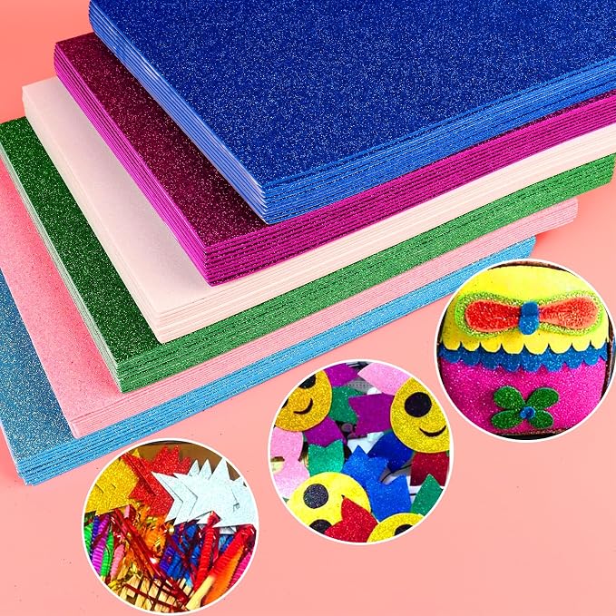 10 Sheets Glitter Paper Sheet for Crafts, A4 Cardstock Self-adhesive Paper for