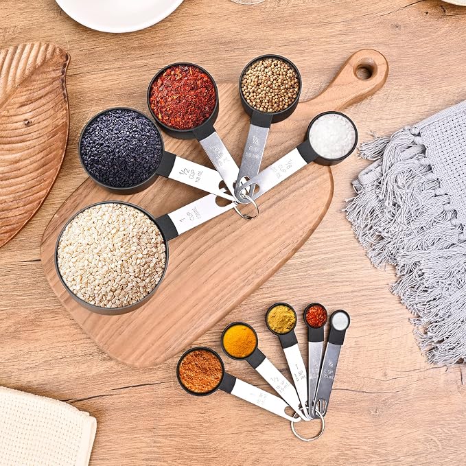 Measuring Cups and Spoons Set, 10 Pieces Nesting Measure Tools, Kitchen