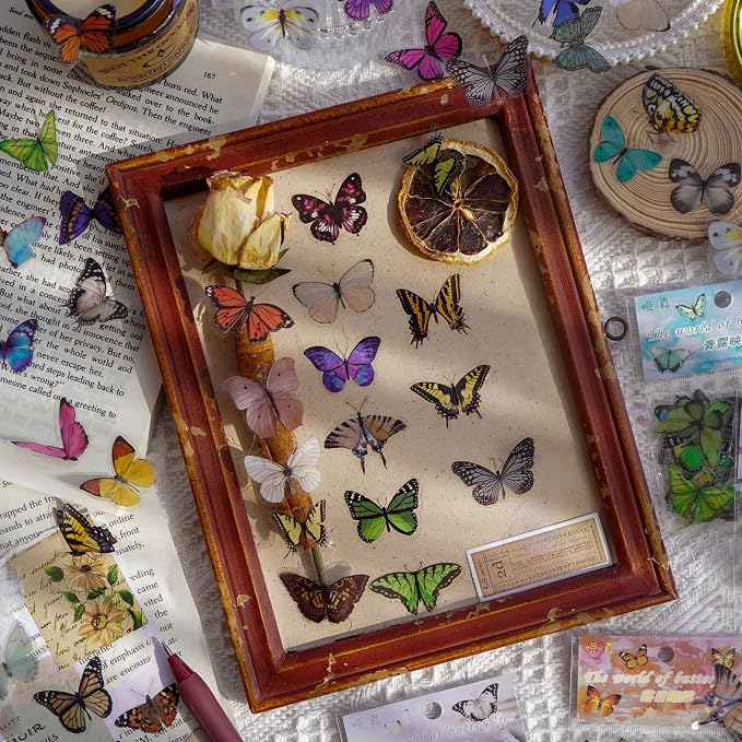 Imeepa 320Pcs Butterfly Stickers Transparent Scrapbooking Stickers | PET