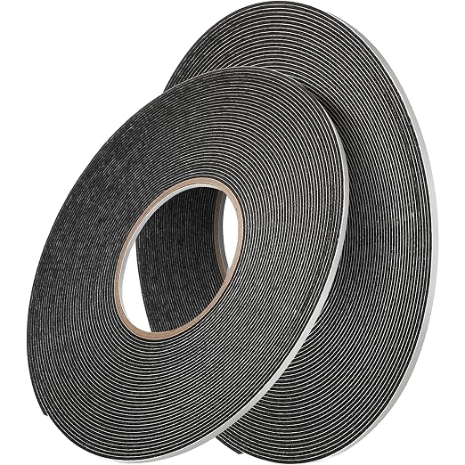 Tatuo 2 Rolls Double Sided Foam Tape 1/8 Inch by 50 Feet Black PE Foam Tape