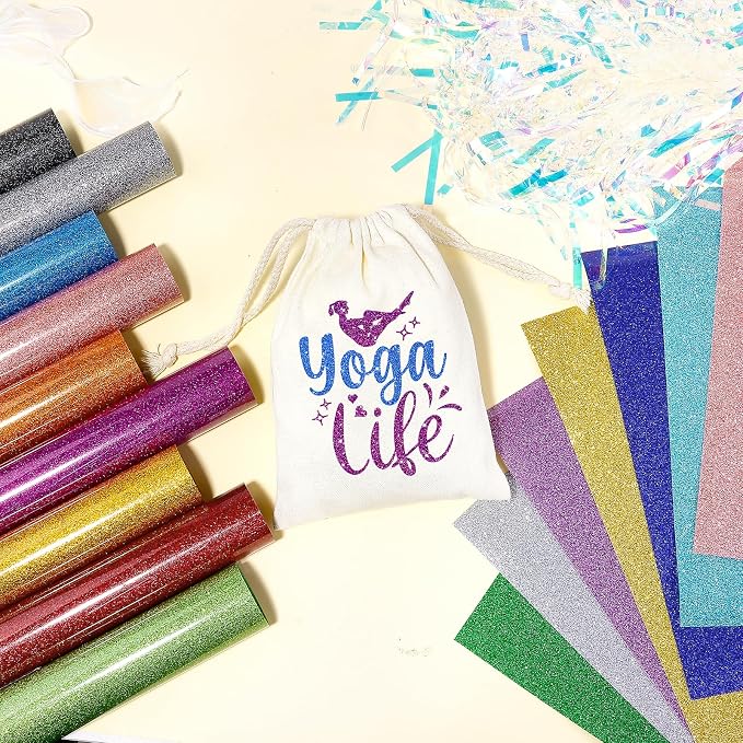 Tintnut Colorful Glitter Heat Transfer Vinyl, easy cut & weed, stretch washable