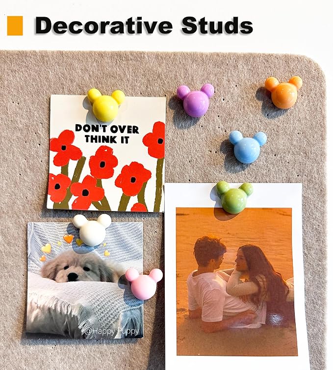 24 Pcs Cute Push pins, Colorful Decorative thumbtacks, Mouse Push pins