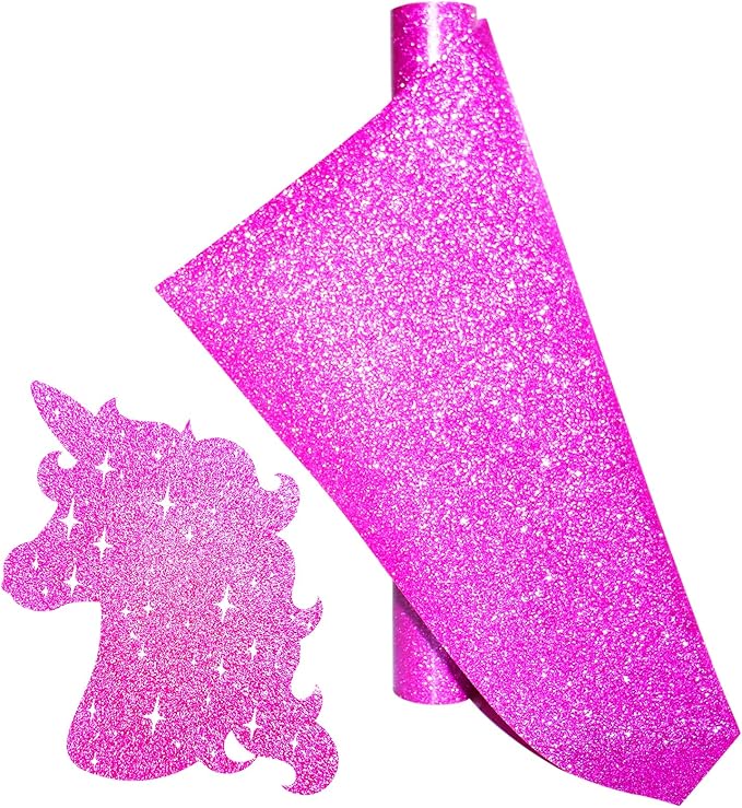 Pink Glitter Heat Transfer Vinyl Rolls Pink HTV Vinyl Iron 12inch x 5feet Iron