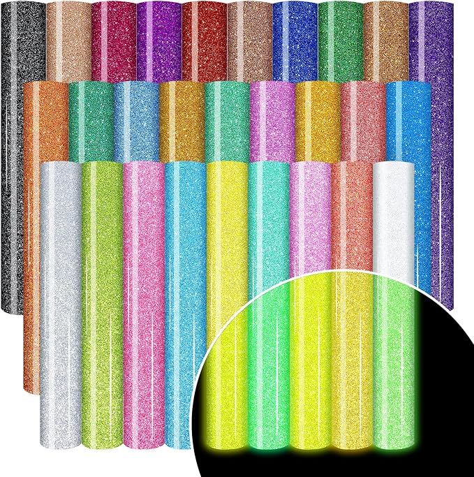 HTVSTD Glitter HTV Heat Transfer Vinyl 28 Sheets 12×10in Iron on Vinyl |