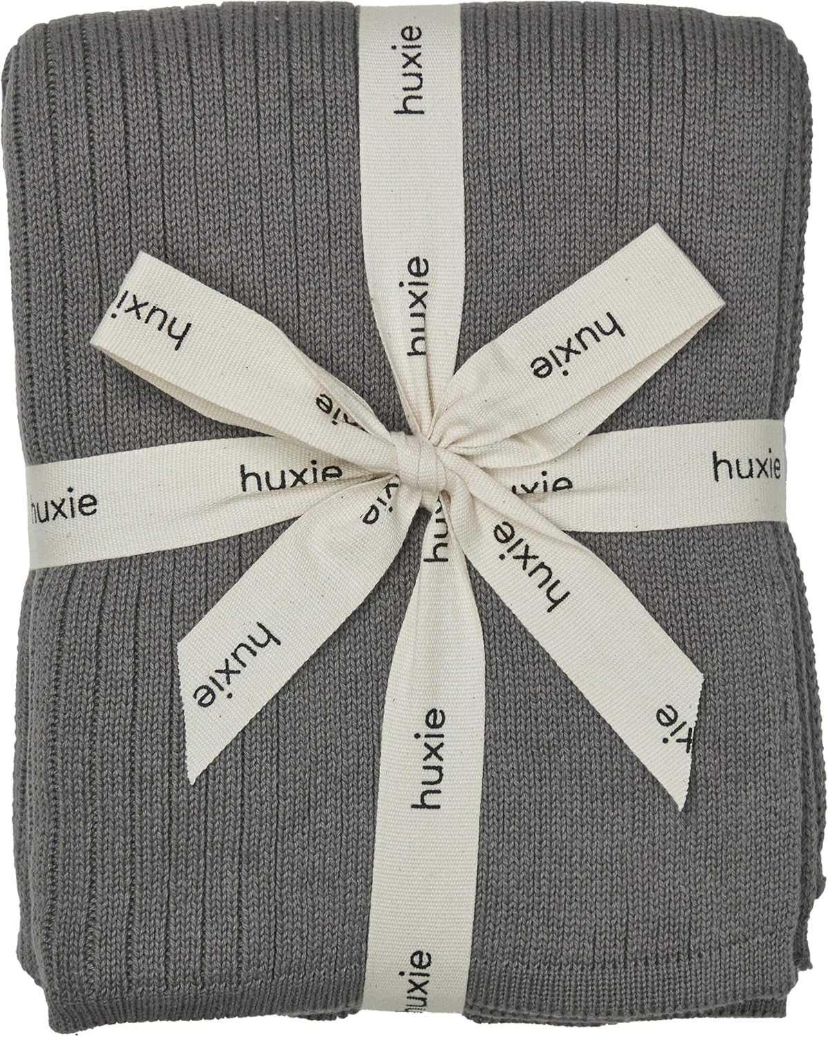 Knitted Organic Cotton Baby Blanket- Swaddle Blanket, 30" x 40" Soft Receiving Blanket for Newborn (Ribbed-Cloud Grey)