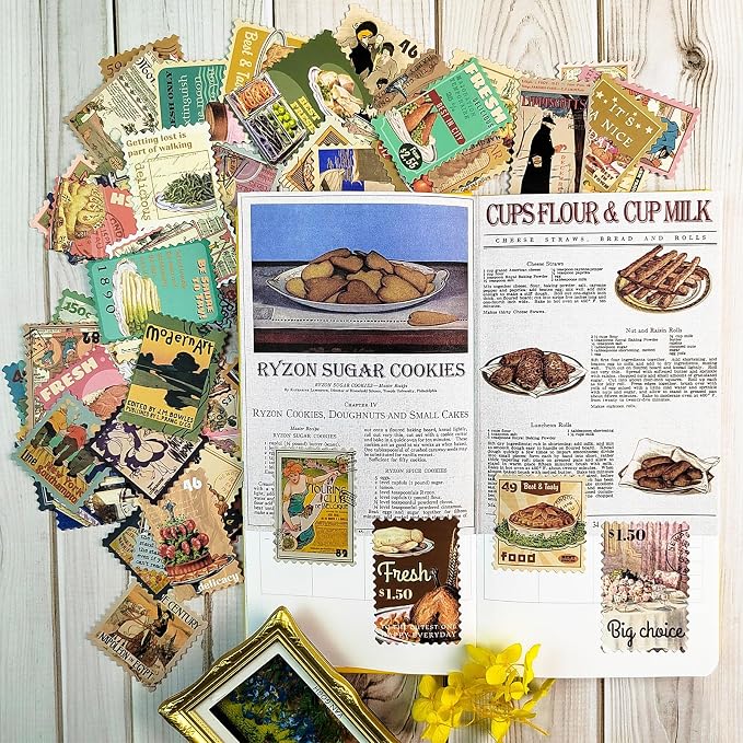 Prstincol 100 Pcs Scrapbooking Stickers, Food Stickers