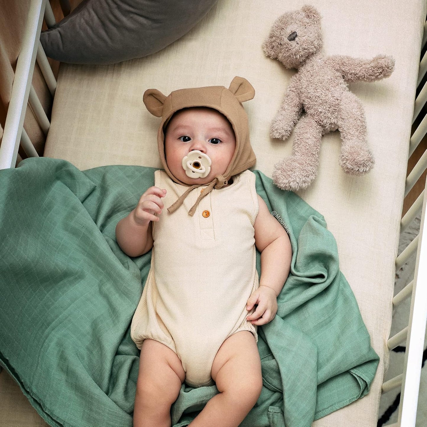 Moonkie Pacifiers Set of 2 | One-Piece Design Baby Pacifier with Large Air Holes | BPA-Free Silicone | Safe for Babies 0-6 Months