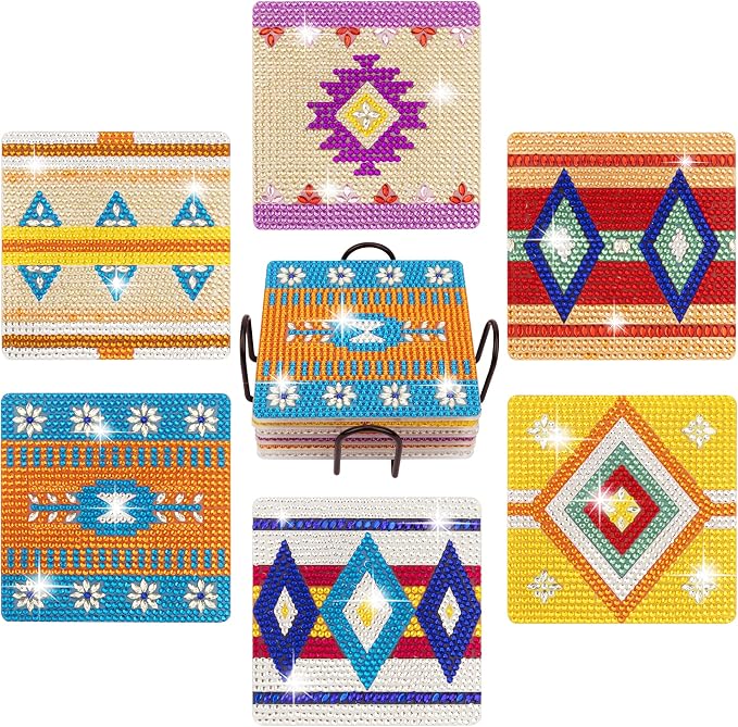 Temlum 6 Pcs Diamond Painting Coasters