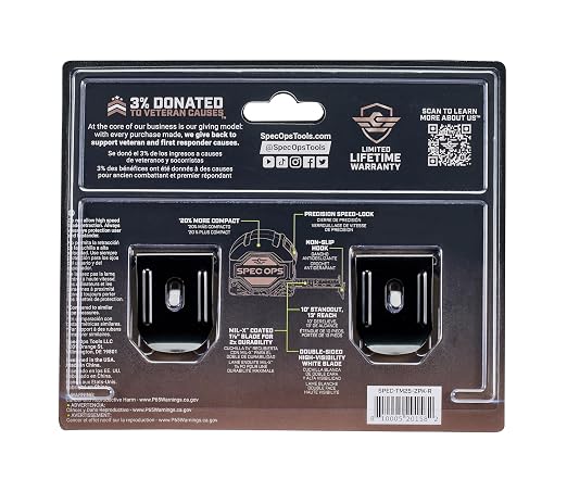 Spec Ops Tools Tape Measure for Measuring & Layout, 1 1/8" Double-Sided Blade