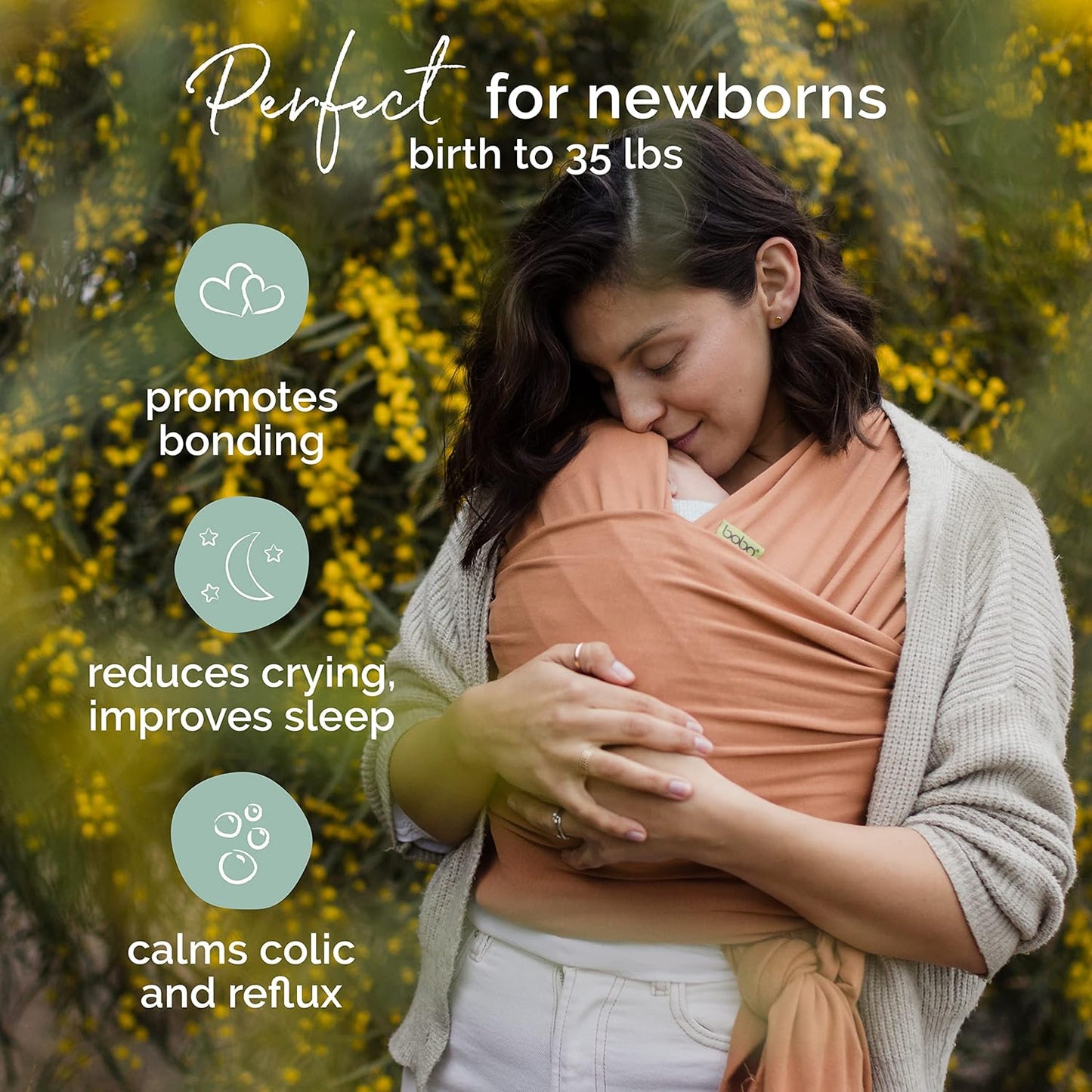 Boba Baby Wrap Carrier – Original Baby Sling Carrier for Newborns (7–35 lbs), Soft, Secure, Hands-Free & Ergonomic, Ideal for Comfortable Bonding, New Parents (Organic Fox)