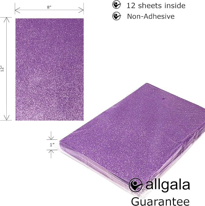 Allgala 12 Pack Glitter EVA Foam Paper 8 x 12inch Sheets-Lavender-Perfect